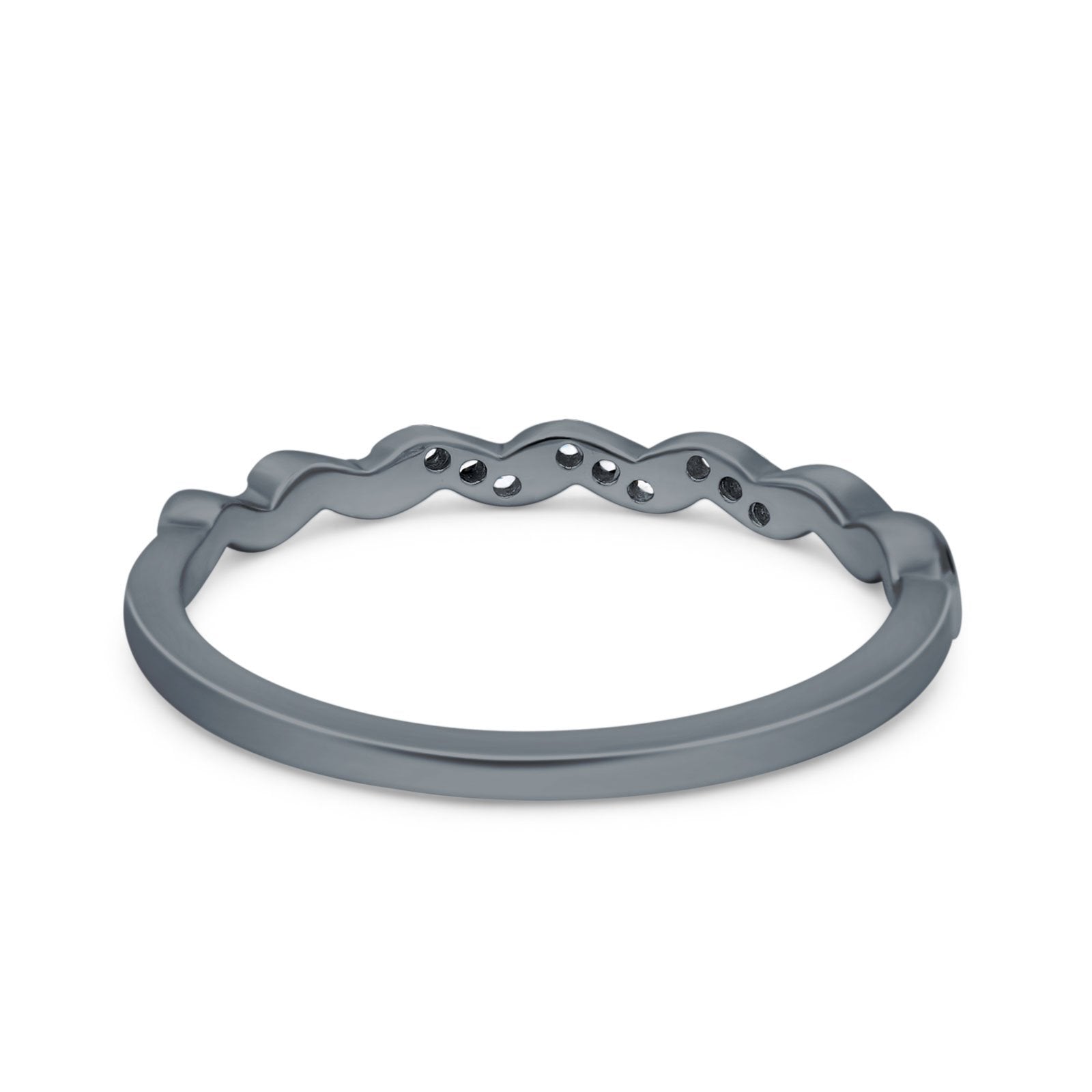 Twist Infinity Shank Accent Ring Wedding Band Round Simulated Cubic Zirconia 925 Sterling Silver