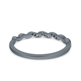 Twist Infinity Shank Accent Ring Wedding Band Round Simulated Cubic Zirconia 925 Sterling Silver