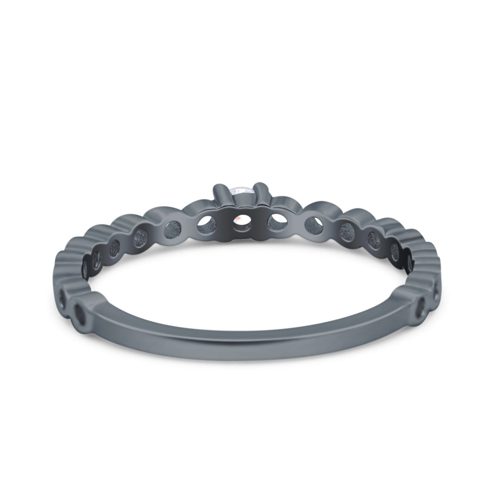 Petite Dainty Band Round Thumb Ring Wedding Band Simulated Cubic Zirconia 925 Sterling Silver