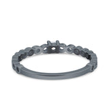 Petite Dainty Band Round Thumb Ring Wedding Band Simulated Cubic Zirconia 925 Sterling Silver