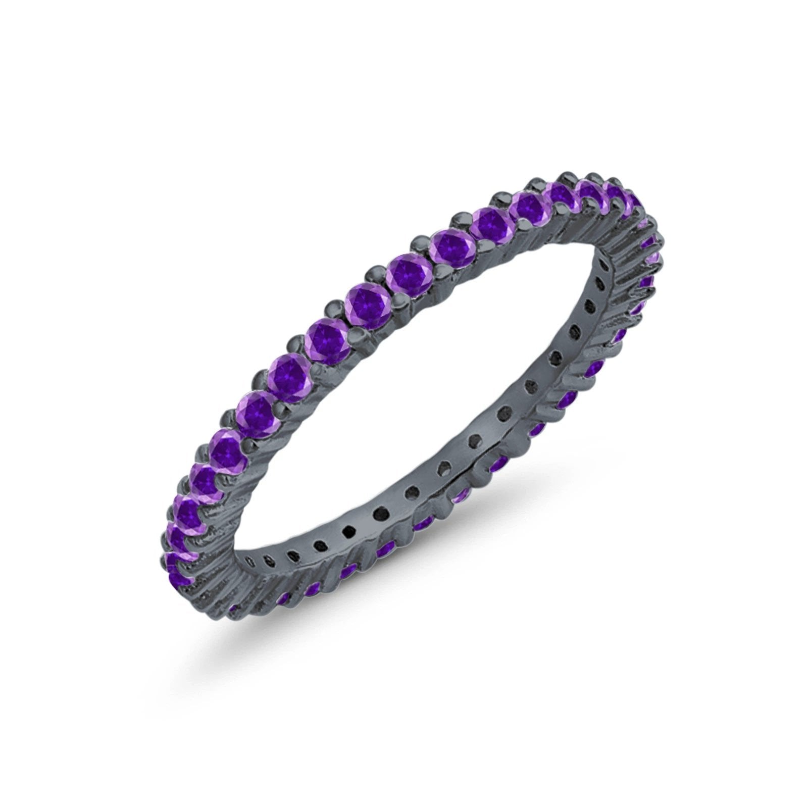 Full Eternity Wedding Band Round Simulated CZ Ring 925 Sterling Silver