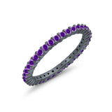 Full Eternity Wedding Band Round Simulated CZ Ring 925 Sterling Silver