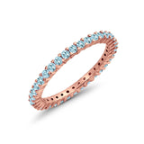 Full Eternity Wedding Band Round Simulated CZ Ring 925 Sterling Silver