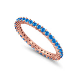 Full Eternity Wedding Band Round Simulated CZ Ring 925 Sterling Silver