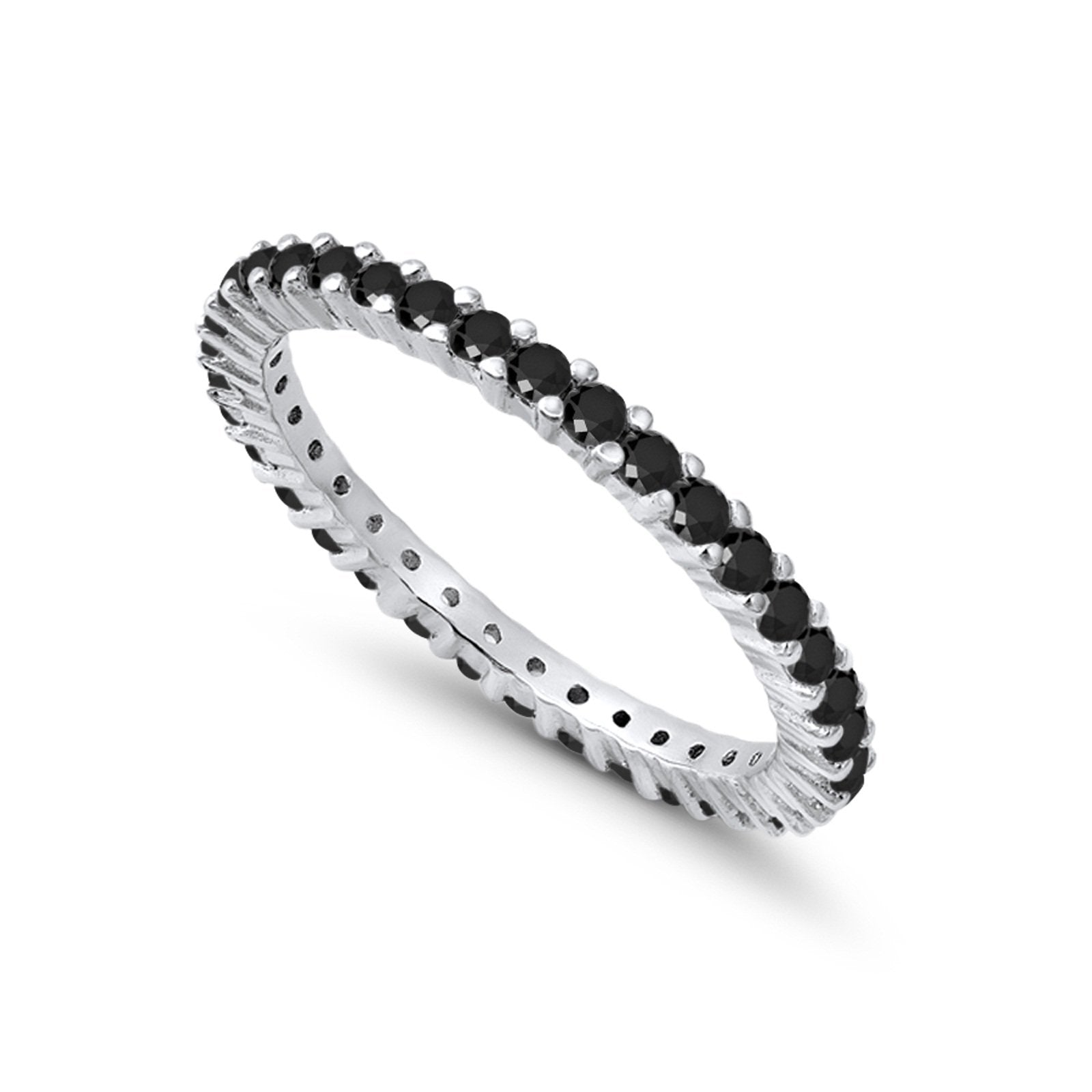 Full Eternity Wedding Band Round Simulated CZ Ring 925 Sterling Silver