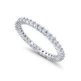 Full Eternity Wedding Band Round Simulated CZ Ring 925 Sterling Silver