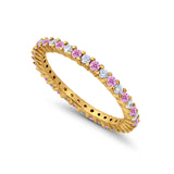 Full Eternity Wedding Band Round Simulated CZ Ring 925 Sterling Silver