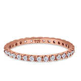 Stackable Band Ring Round Eternity Simulated CZ 925 Sterling Silver