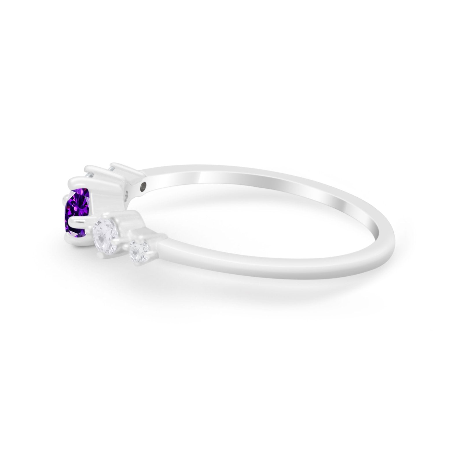 Petite Dainty Fashion Ring Round Simulated Cubic Zirconia 925 Sterling Silver