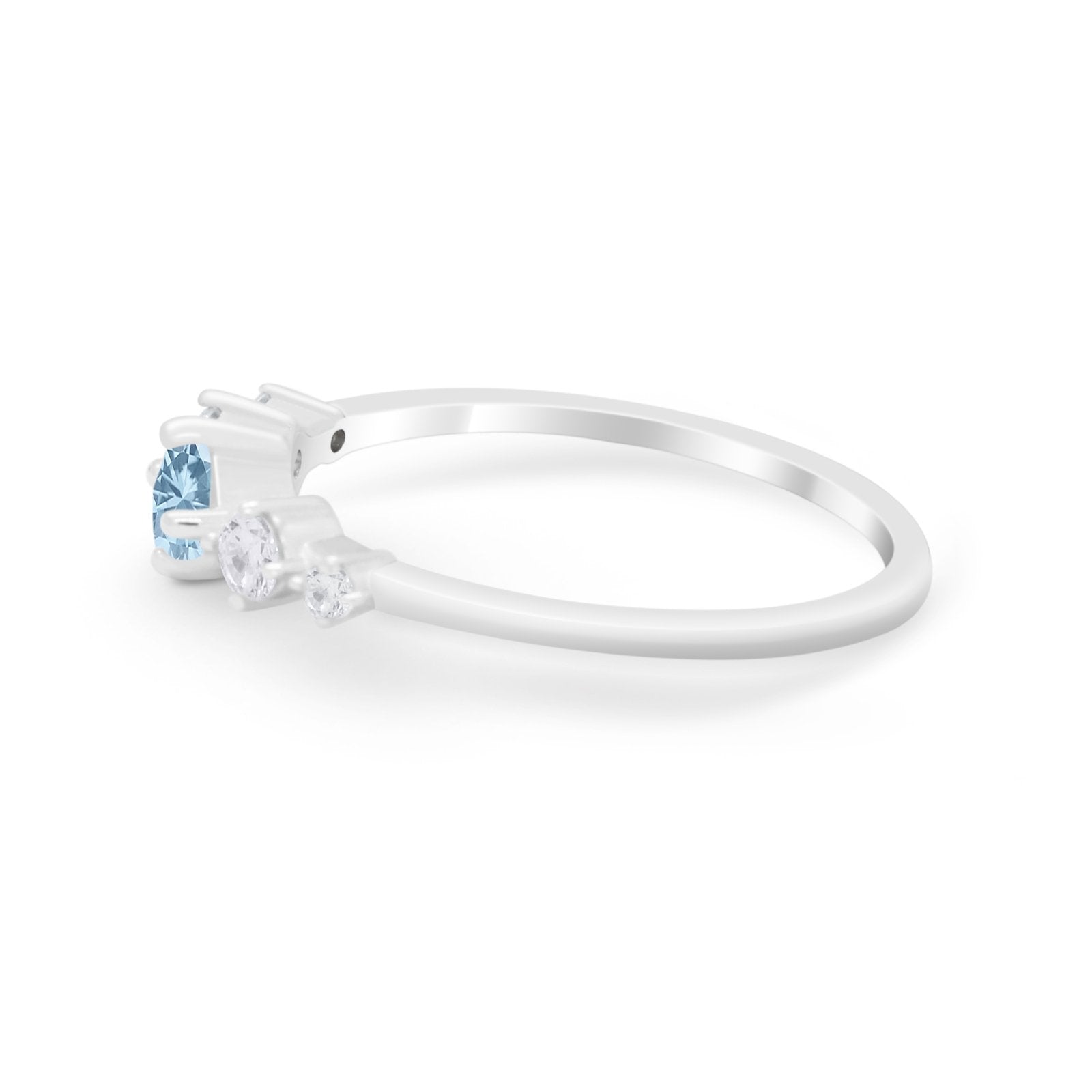 Petite Dainty Fashion Ring Round Simulated Cubic Zirconia 925 Sterling Silver