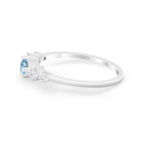 Petite Dainty Fashion Ring Round Simulated Cubic Zirconia 925 Sterling Silver