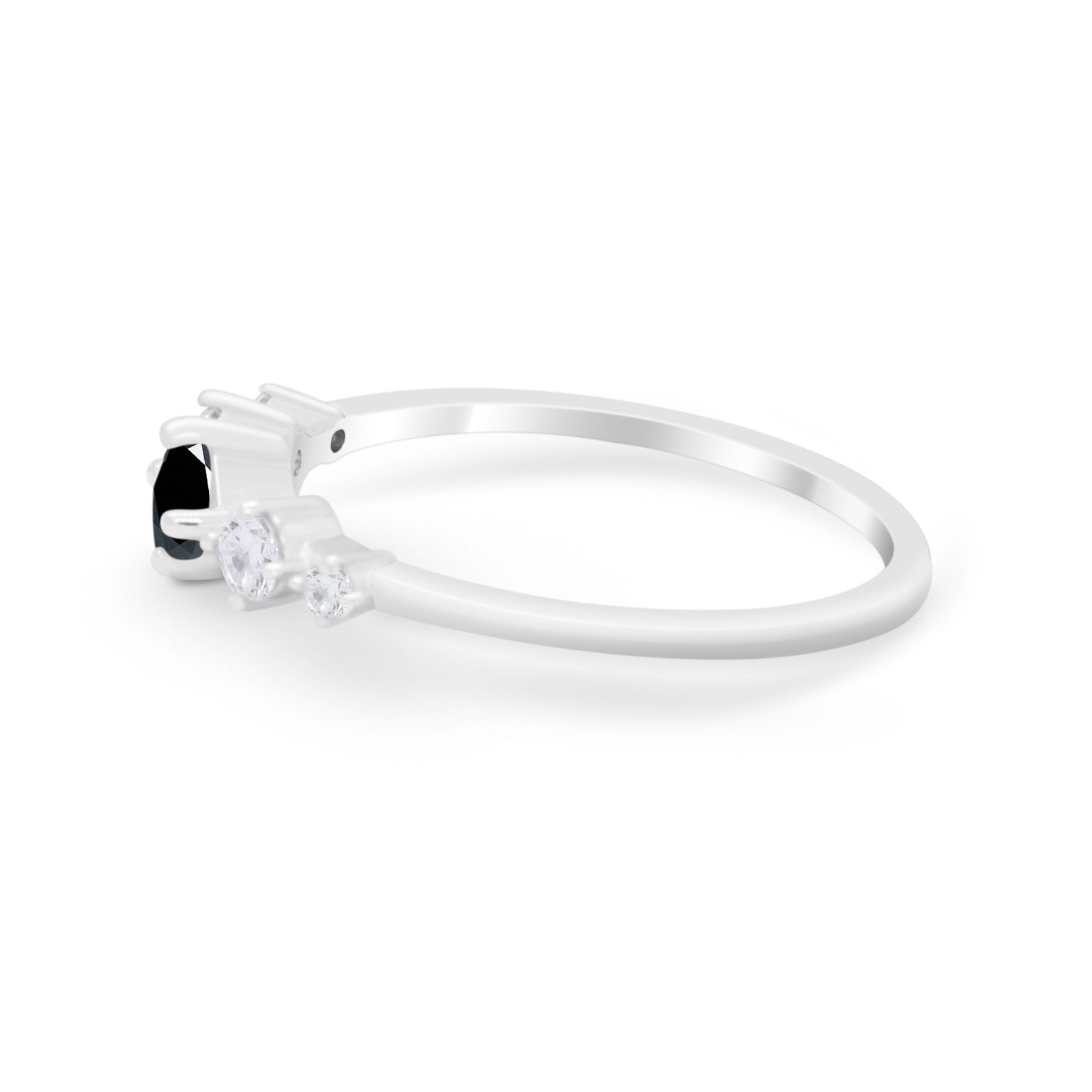 Petite Dainty Fashion Ring Round Simulated Cubic Zirconia 925 Sterling Silver