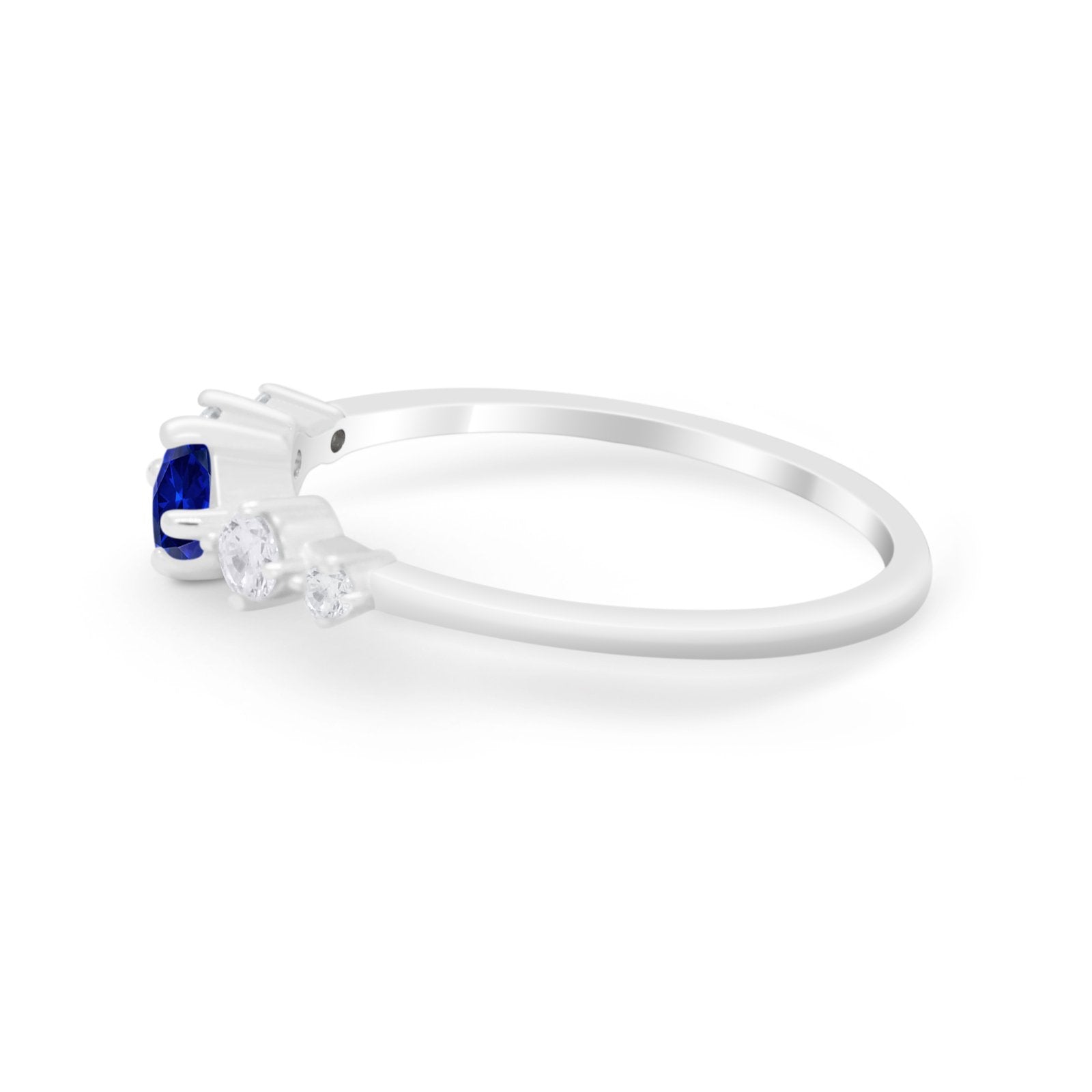 Petite Dainty Fashion Ring Round Simulated Cubic Zirconia 925 Sterling Silver