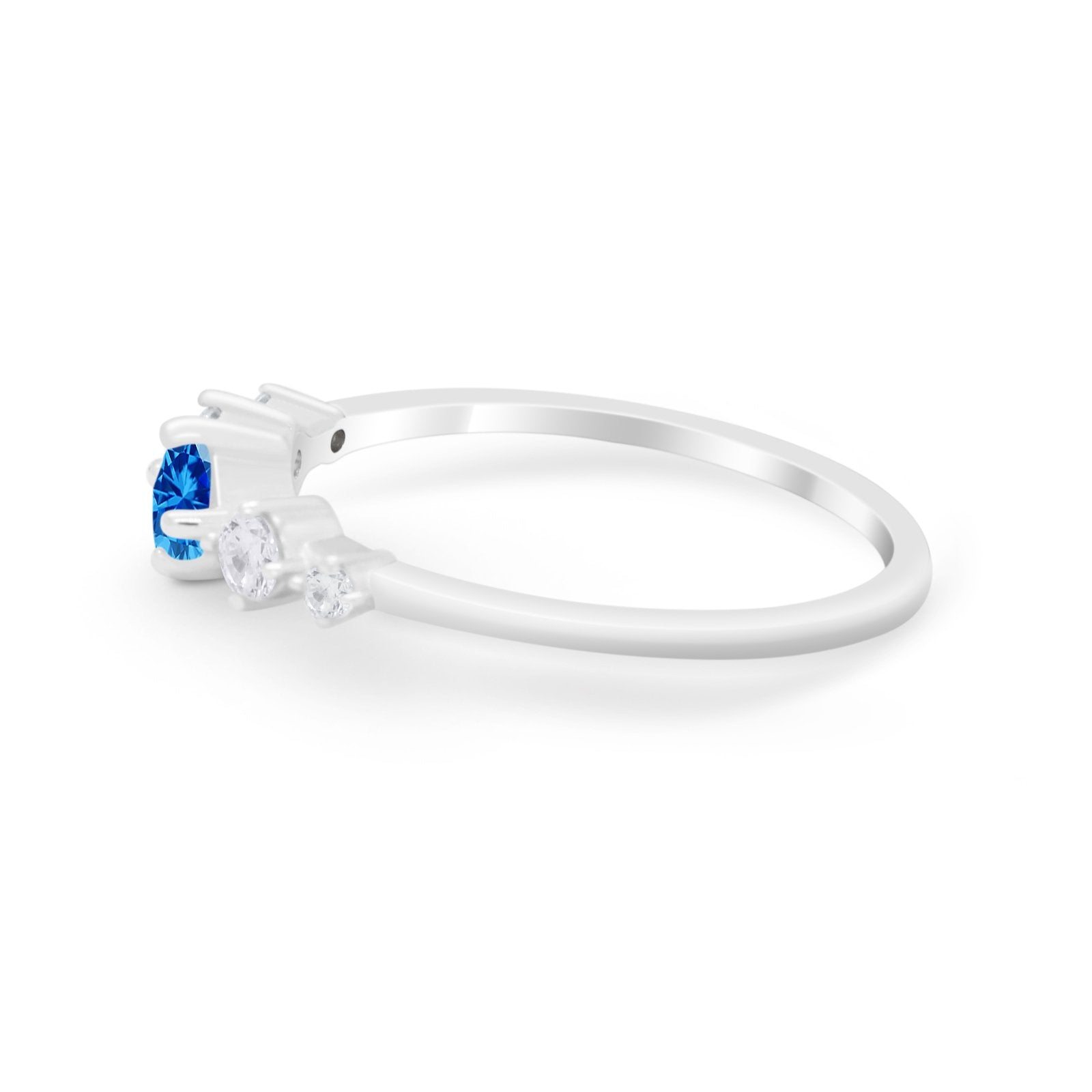 Petite Dainty Fashion Ring Round Simulated Cubic Zirconia 925 Sterling Silver