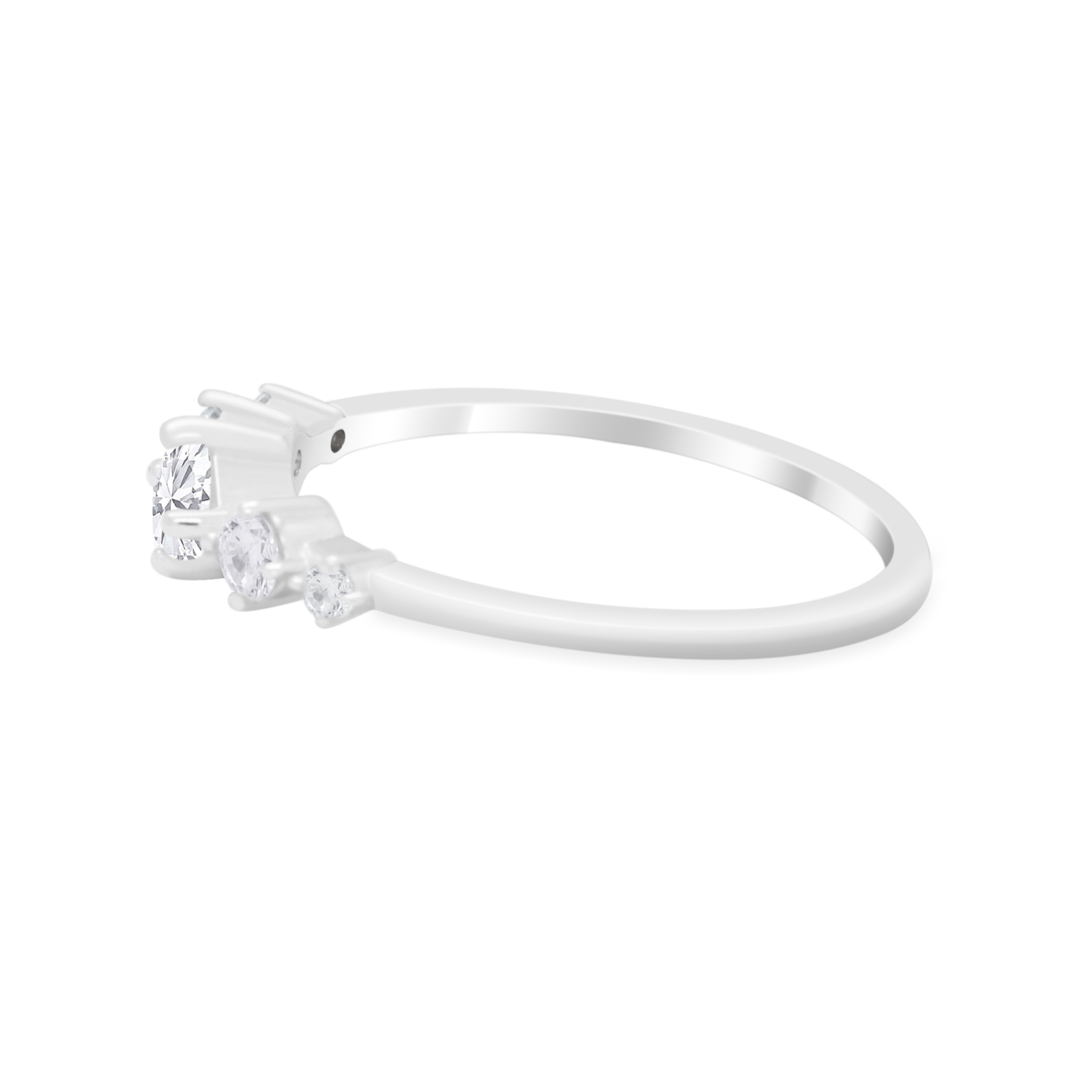 Petite Dainty Fashion Ring Round Simulated Cubic Zirconia 925 Sterling Silver