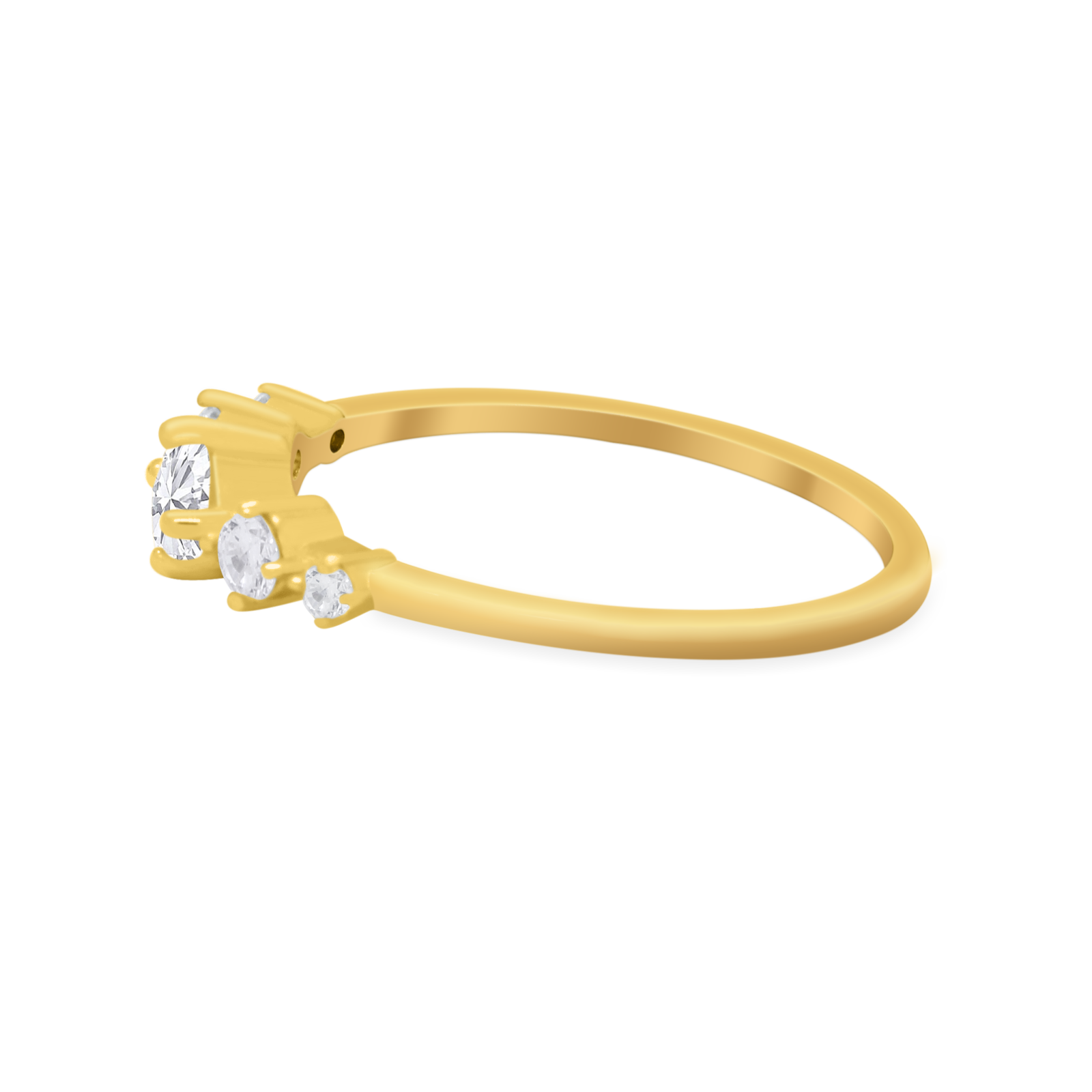 Petite Dainty Fashion Ring Round Simulated Cubic Zirconia 925 Sterling Silver