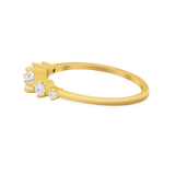 Petite Dainty Fashion Ring Round Simulated Cubic Zirconia 925 Sterling Silver