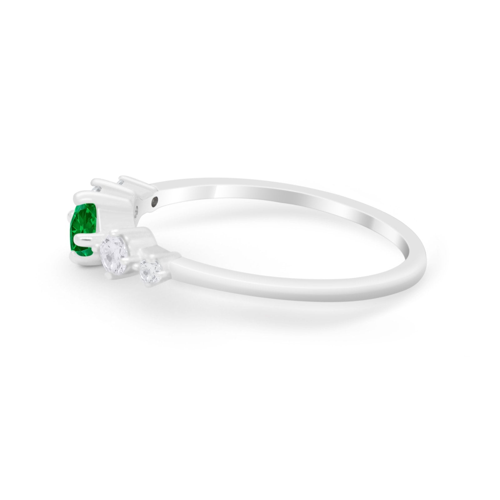 Petite Dainty Fashion Ring Round Simulated Cubic Zirconia 925 Sterling Silver