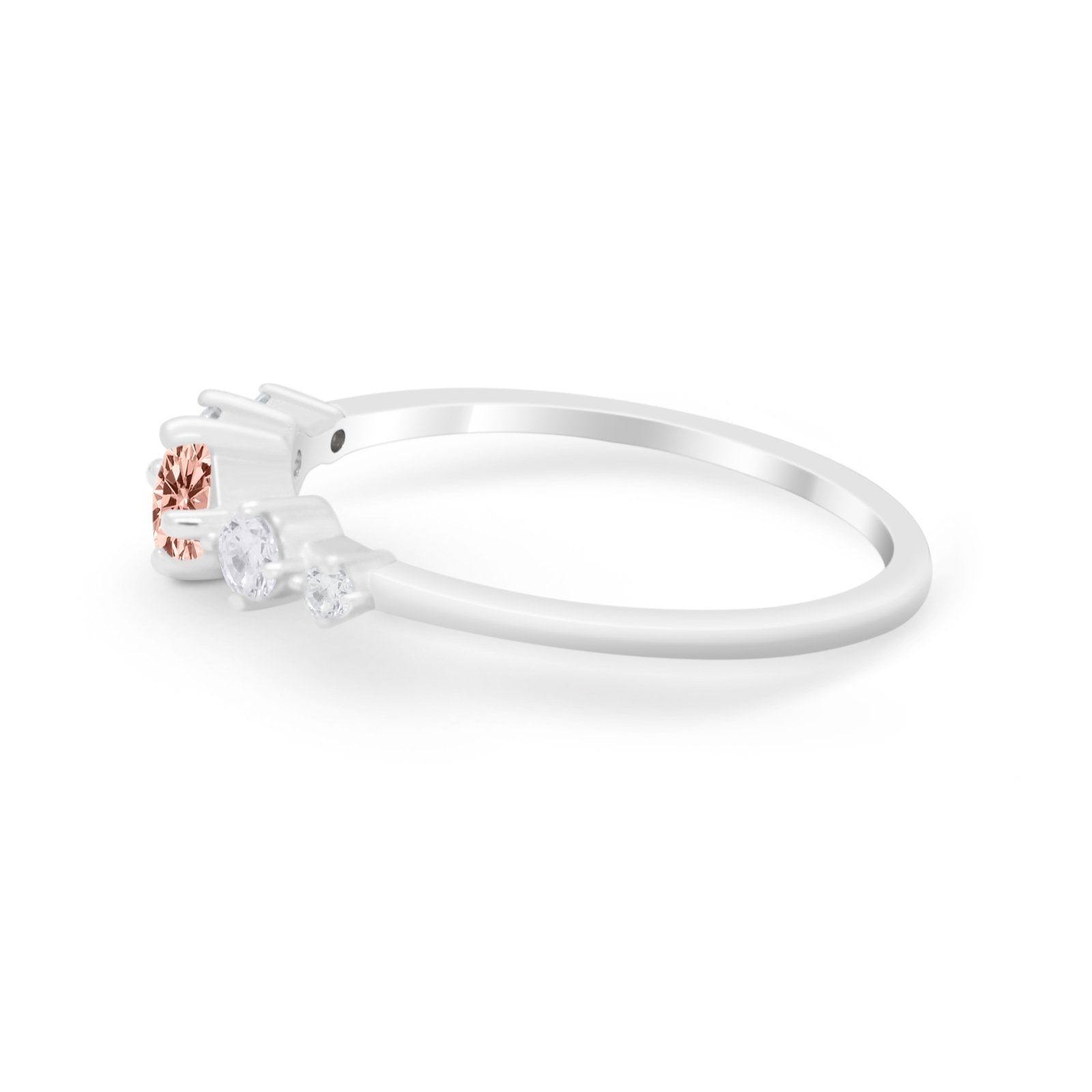 Petite Dainty Fashion Ring Round Simulated Cubic Zirconia 925 Sterling Silver
