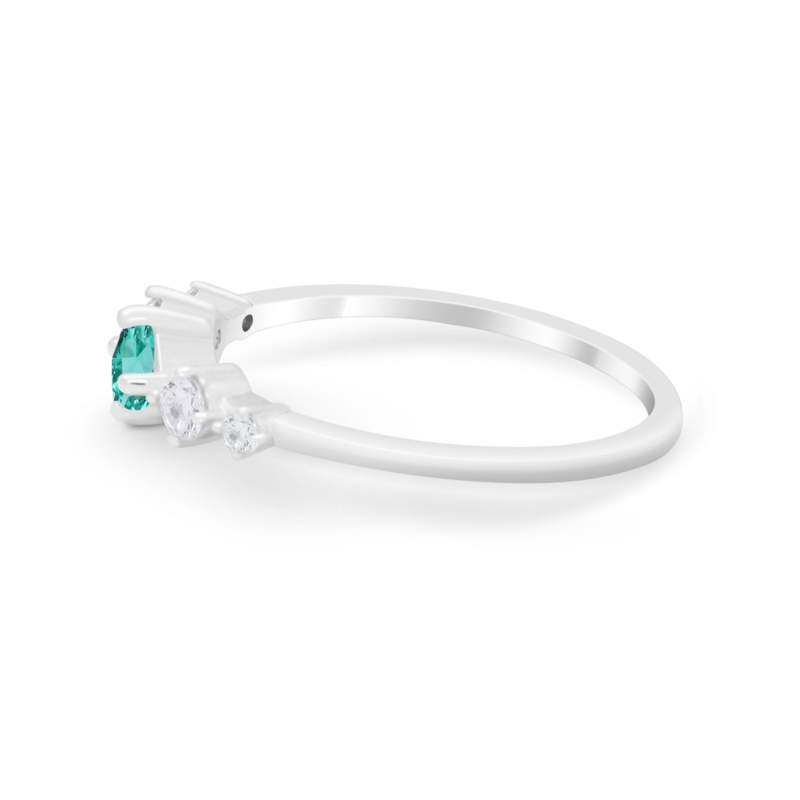 Petite Dainty Fashion Ring Round Simulated Cubic Zirconia 925 Sterling Silver