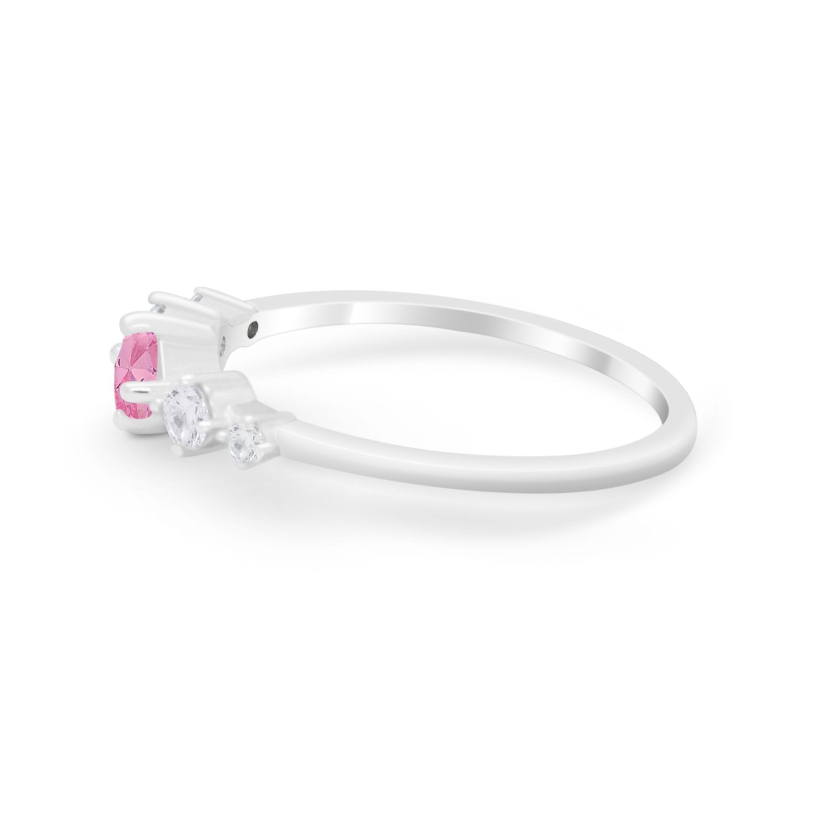 Petite Dainty Fashion Ring Round Simulated Cubic Zirconia 925 Sterling Silver