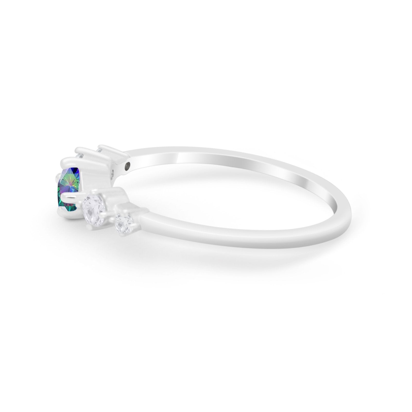 Petite Dainty Fashion Ring Round Simulated Cubic Zirconia 925 Sterling Silver