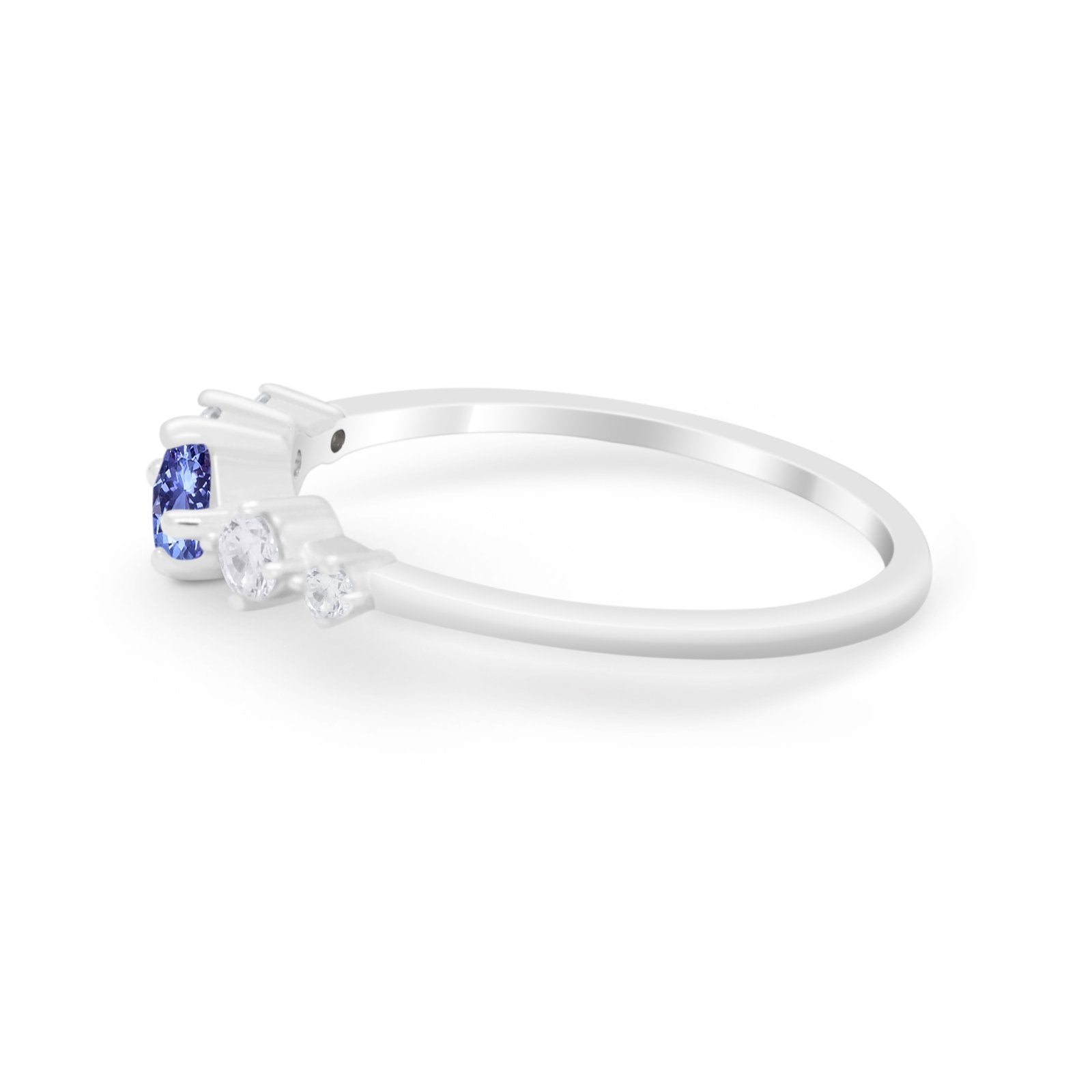 Petite Dainty Fashion Ring Round Simulated Cubic Zirconia 925 Sterling Silver
