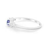 Petite Dainty Fashion Ring Round Simulated Cubic Zirconia 925 Sterling Silver