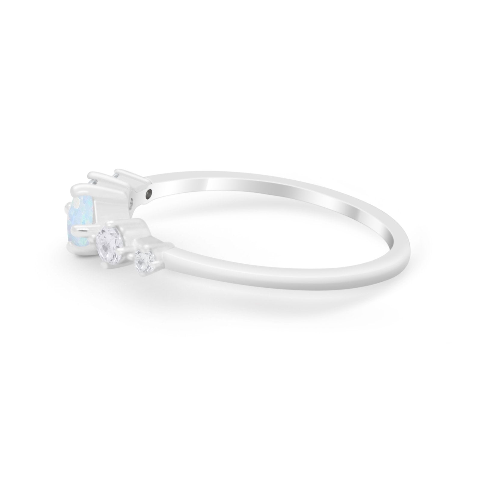 Petite Dainty Fashion Ring Round Simulated Cubic Zirconia 925 Sterling Silver