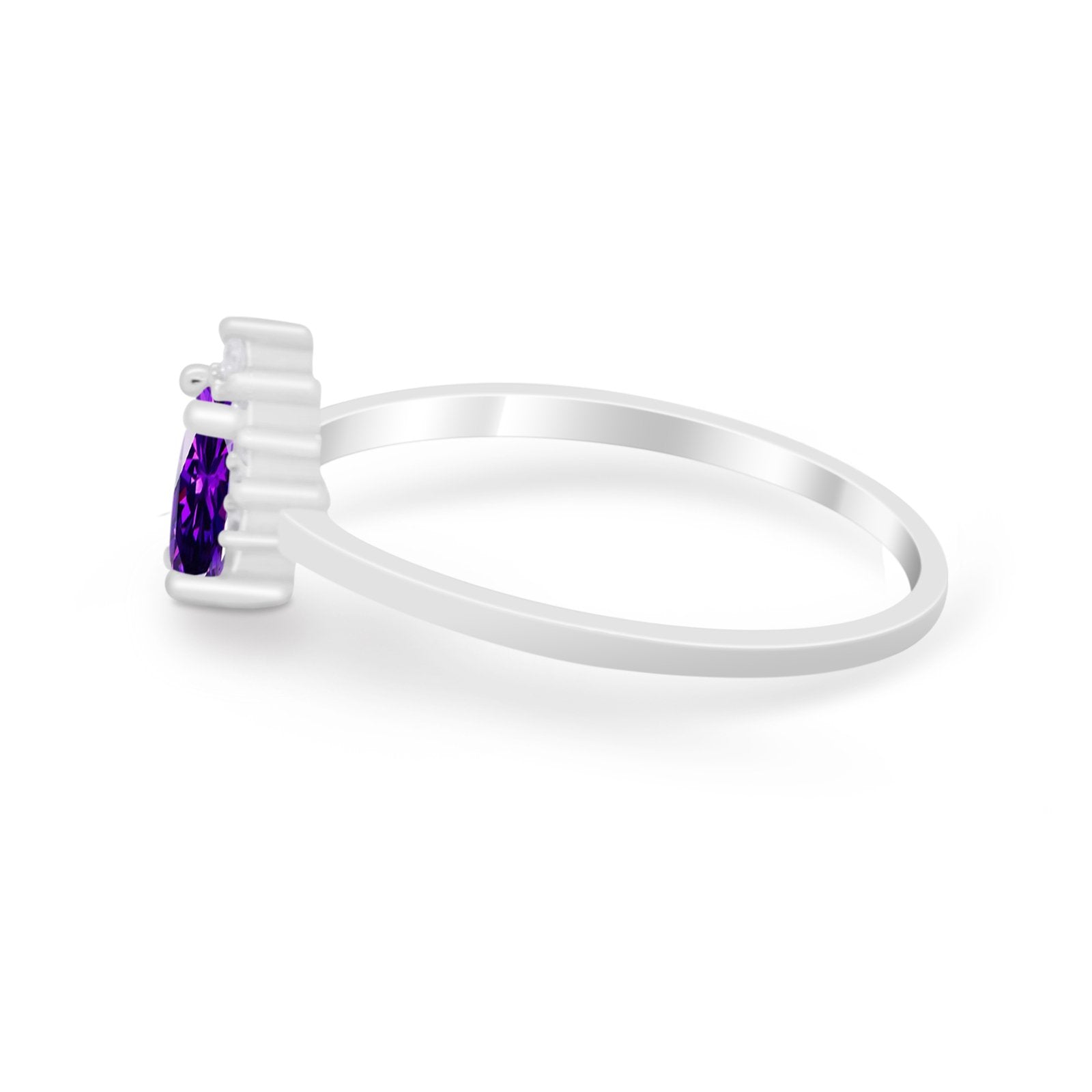 Petite Dainty Thumb Ring Round Simulated Cubic Zirconia 925 Sterling Silver