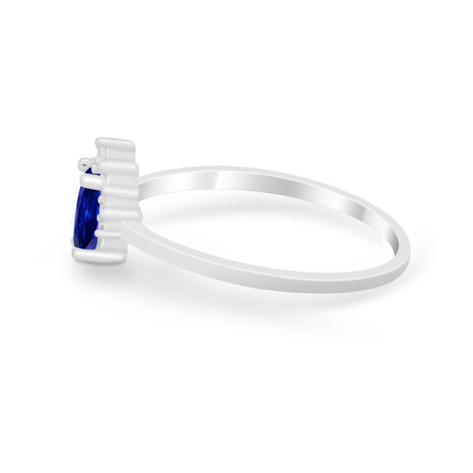 Petite Dainty Thumb Ring Round Simulated Cubic Zirconia 925 Sterling Silver