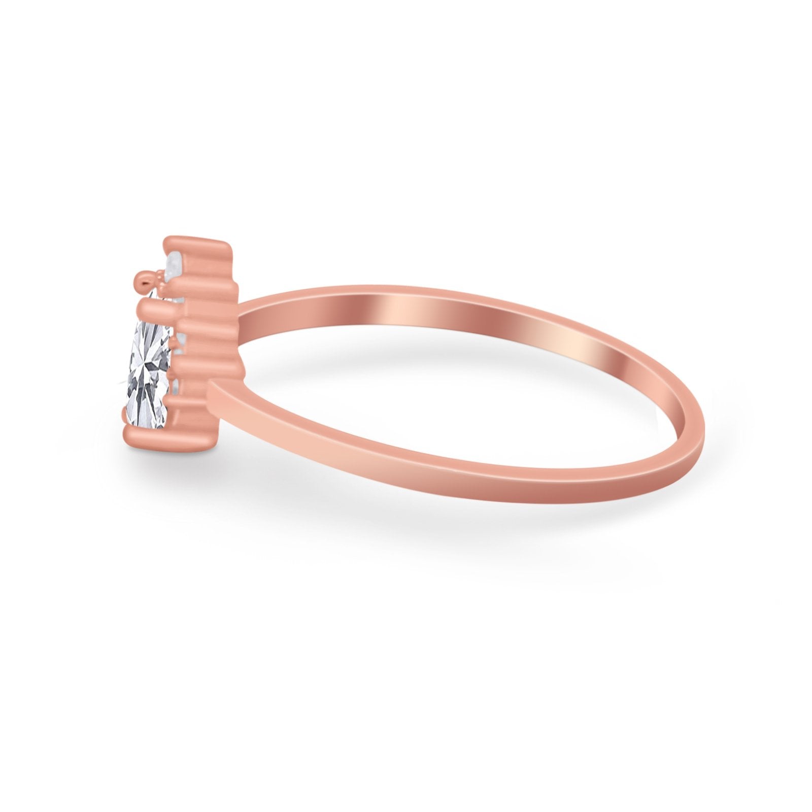 Petite Dainty Thumb Ring Round Simulated Cubic Zirconia 925 Sterling Silver
