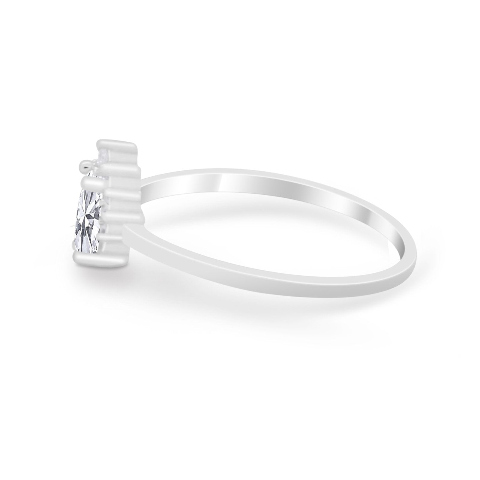 Petite Dainty Thumb Ring Round Simulated Cubic Zirconia 925 Sterling Silver