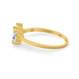 Petite Dainty Thumb Ring Round Simulated Cubic Zirconia 925 Sterling Silver