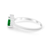 Petite Dainty Thumb Ring Round Simulated Cubic Zirconia 925 Sterling Silver