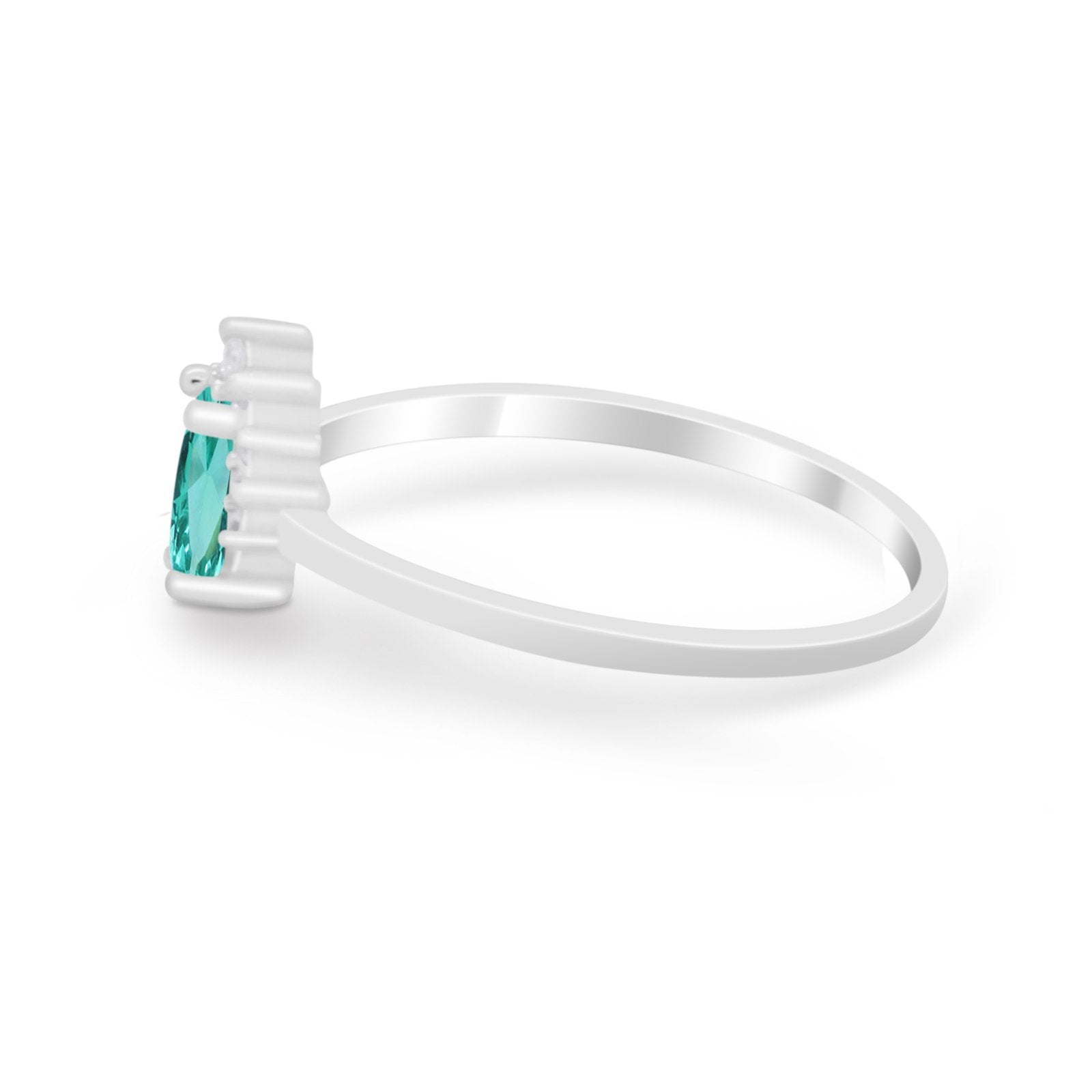 Petite Dainty Thumb Ring Round Simulated Cubic Zirconia 925 Sterling Silver