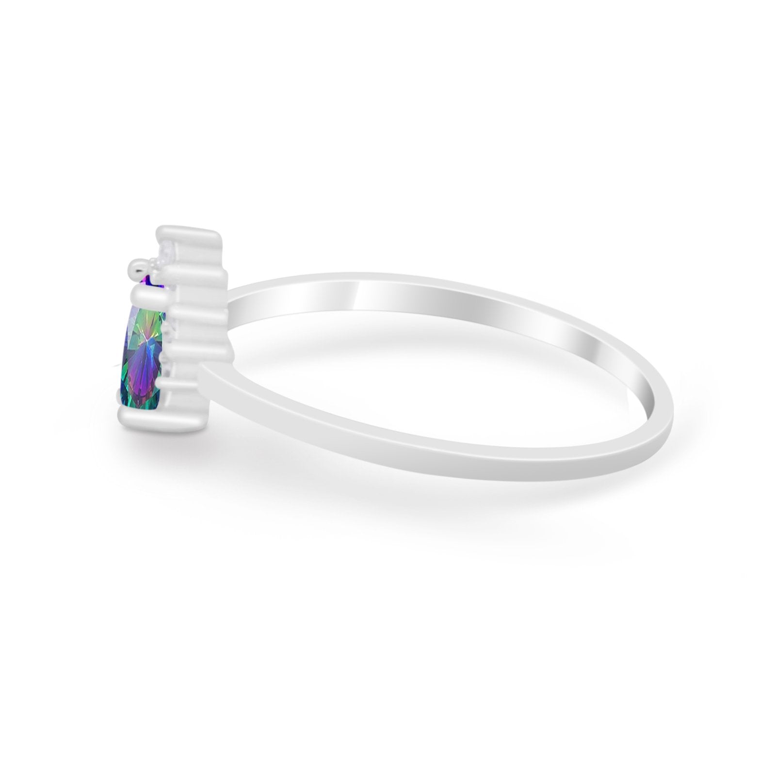 Petite Dainty Thumb Ring Round Simulated Cubic Zirconia 925 Sterling Silver