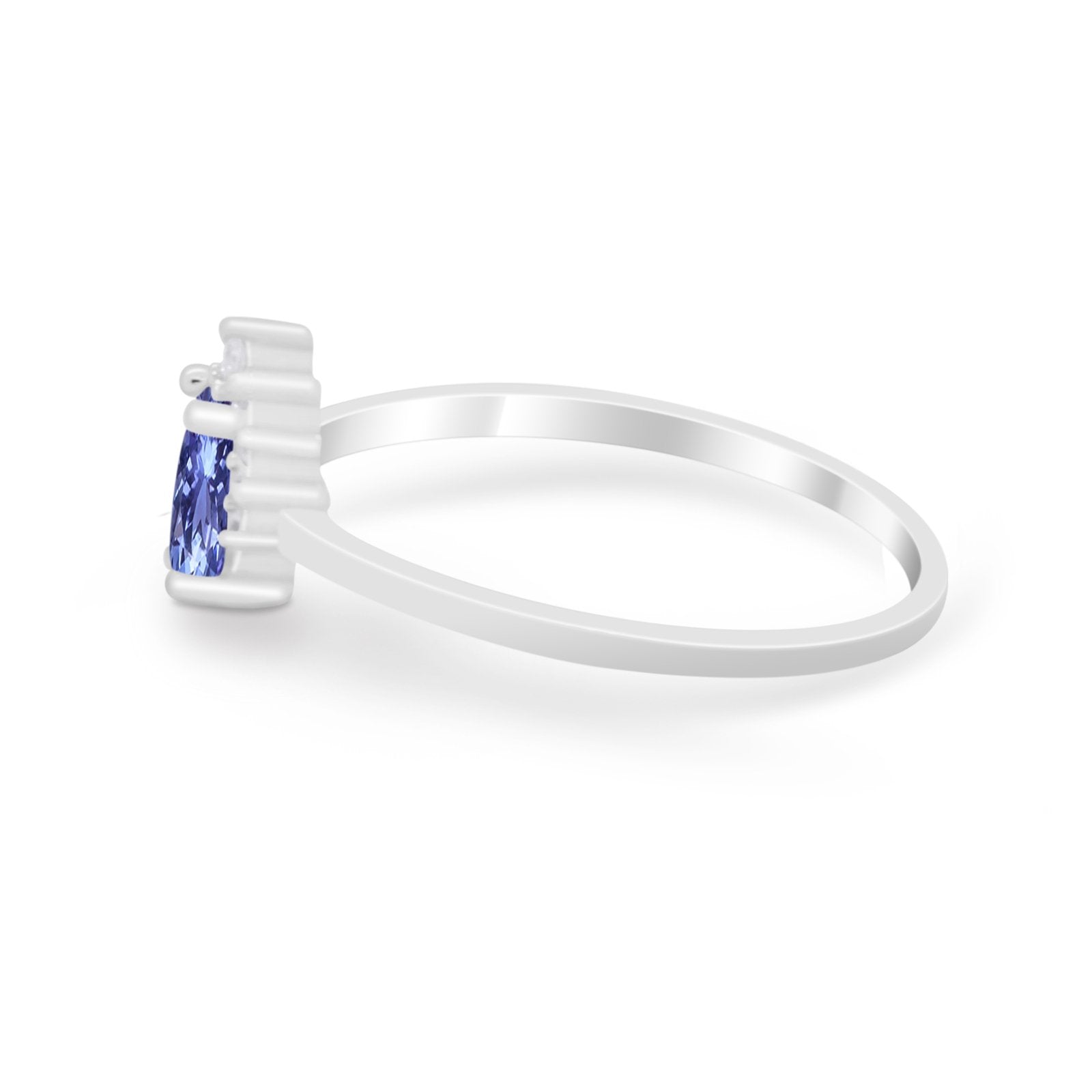 Petite Dainty Thumb Ring Round Simulated Cubic Zirconia 925 Sterling Silver