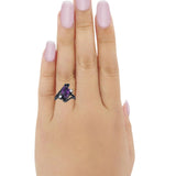 Swirl Fashion Ring Marquise Round Simulated Cubic Zirconia 925 Sterling Silver