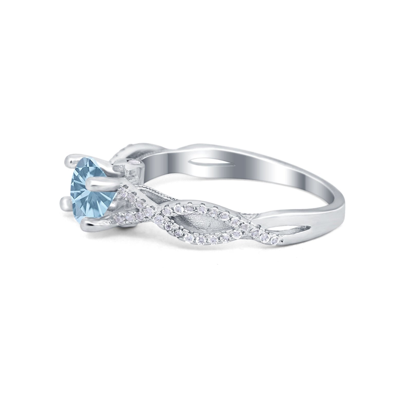 Twisted Shank Infinity Wedding Ring Round Cubic Zirconia 925 Sterling Silver