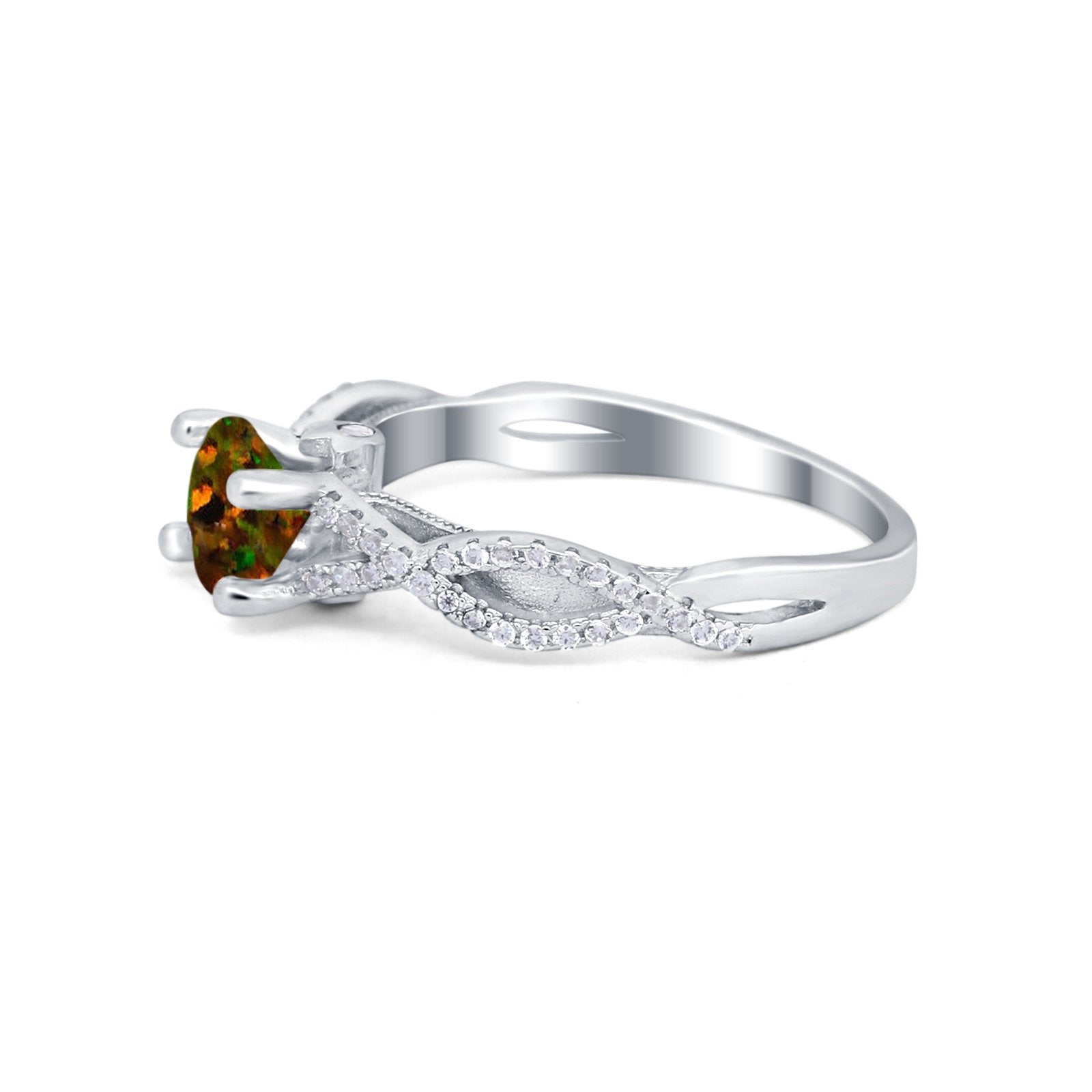 Twisted Shank Infinity Wedding Ring Round Cubic Zirconia 925 Sterling Silver