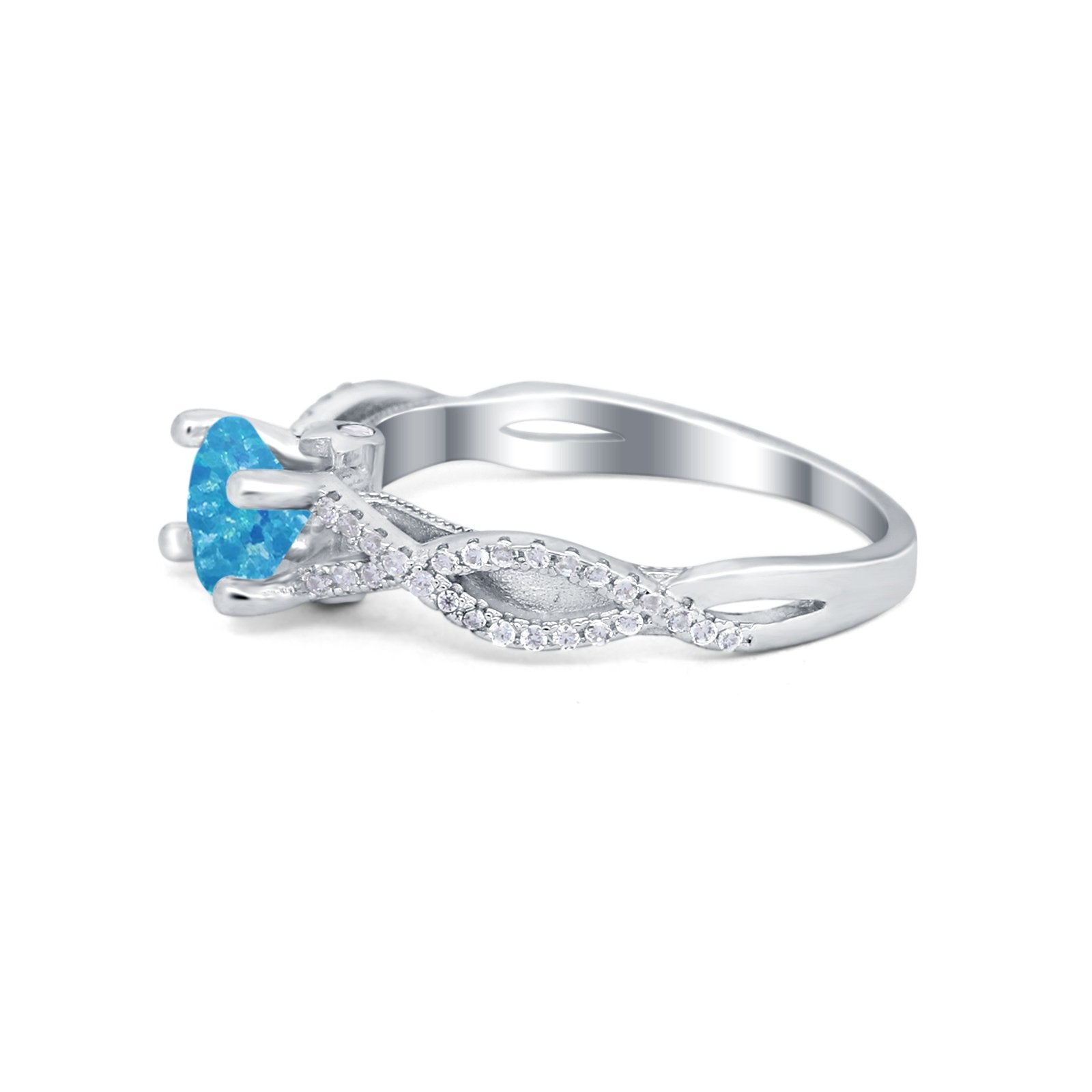 Twisted Shank Infinity Wedding Ring Round Cubic Zirconia 925 Sterling Silver