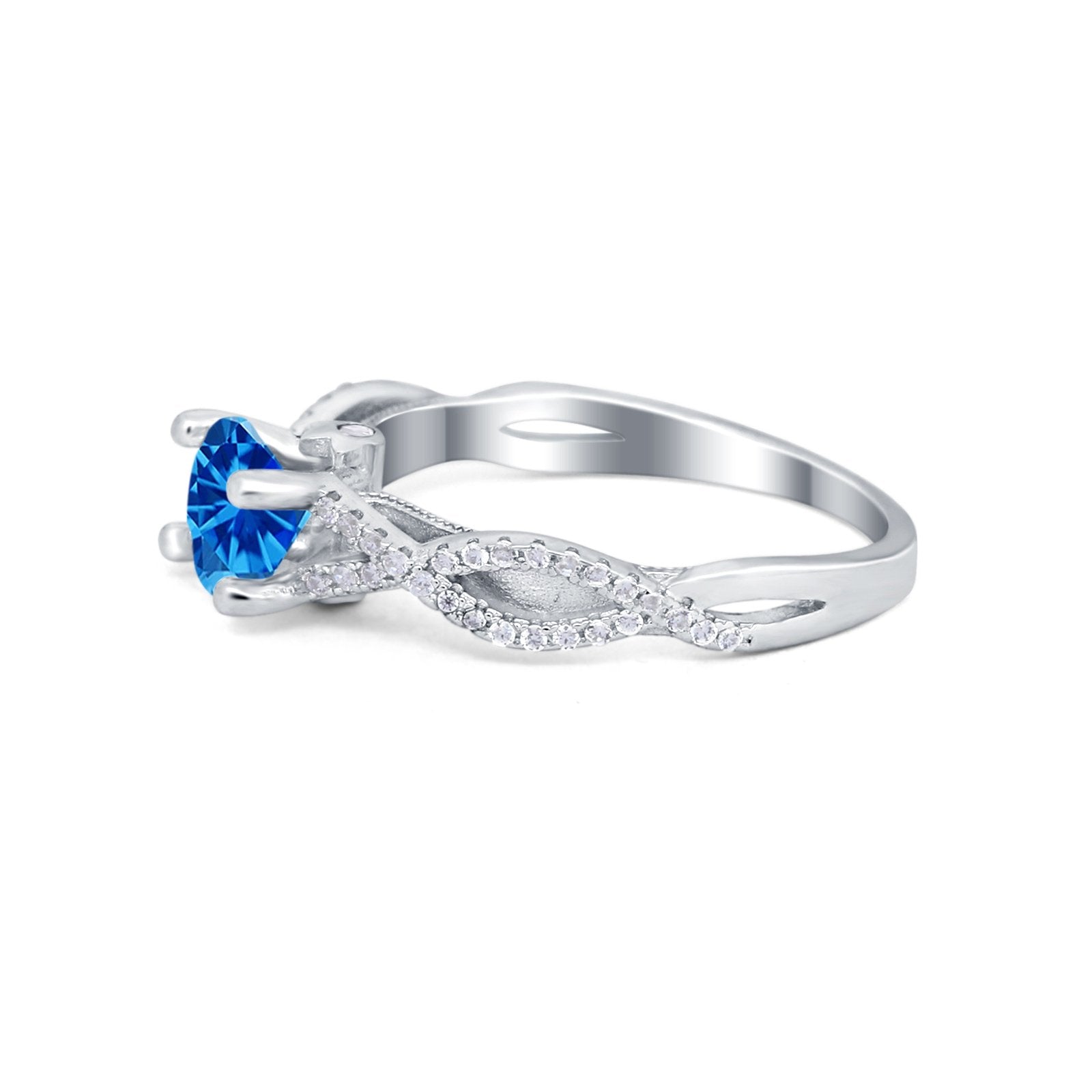 Twisted Shank Infinity Wedding Ring Round Cubic Zirconia 925 Sterling Silver