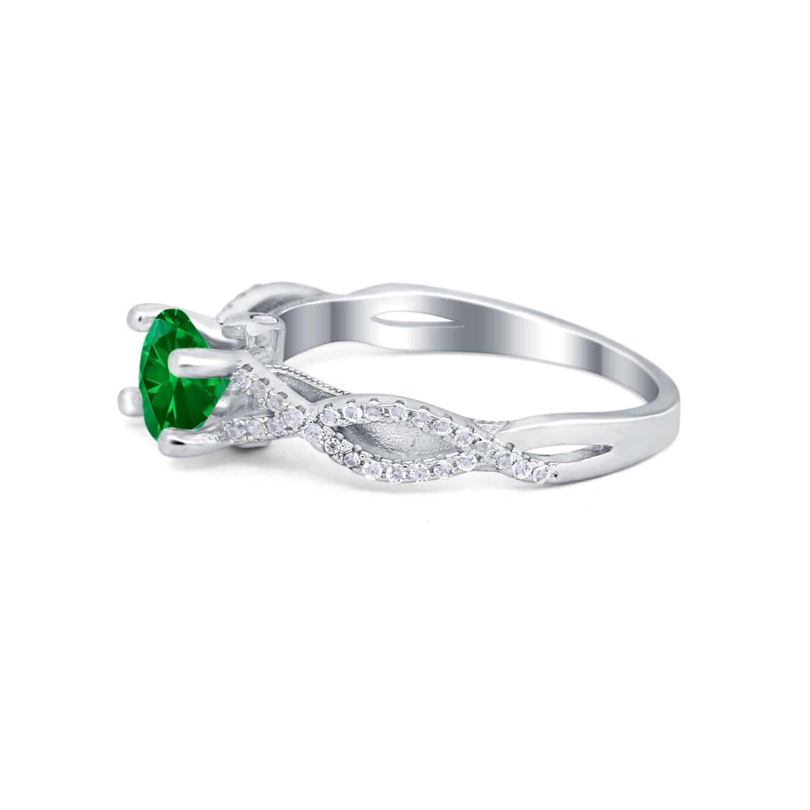 Twisted Shank Infinity Wedding Ring Round Cubic Zirconia 925 Sterling Silver