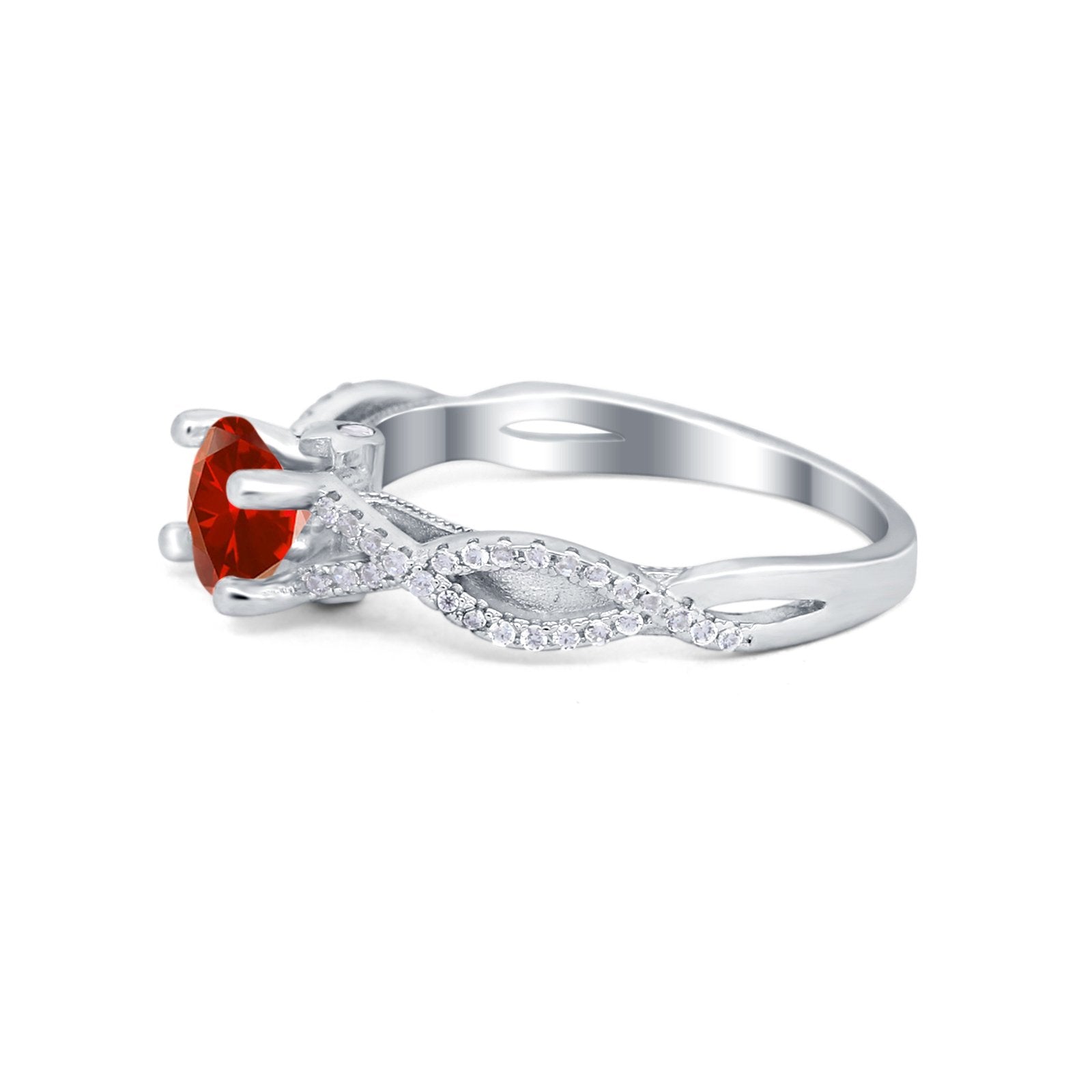 Twisted Shank Infinity Wedding Ring Round Cubic Zirconia 925 Sterling Silver