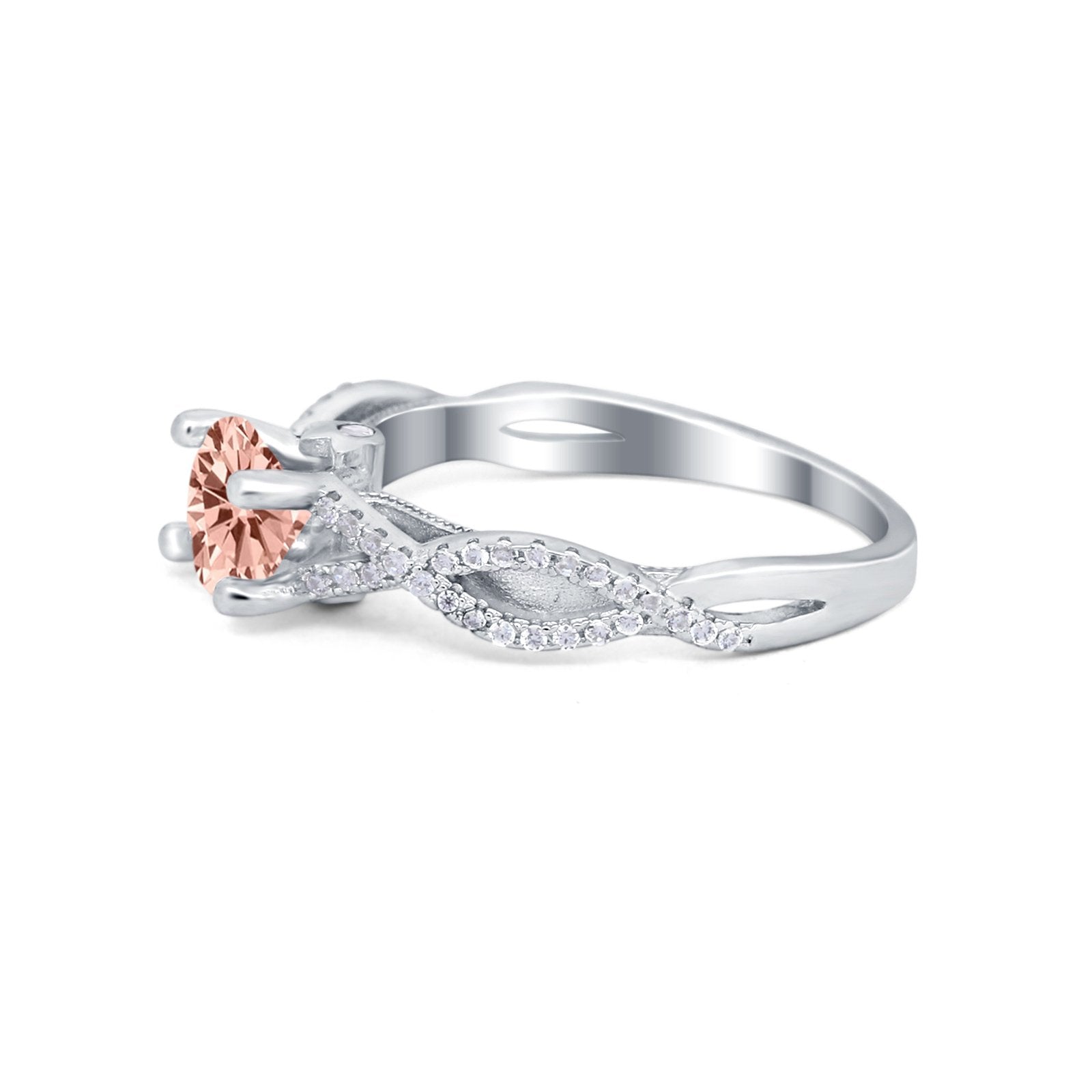 Twisted Shank Infinity Wedding Ring Round Cubic Zirconia 925 Sterling Silver