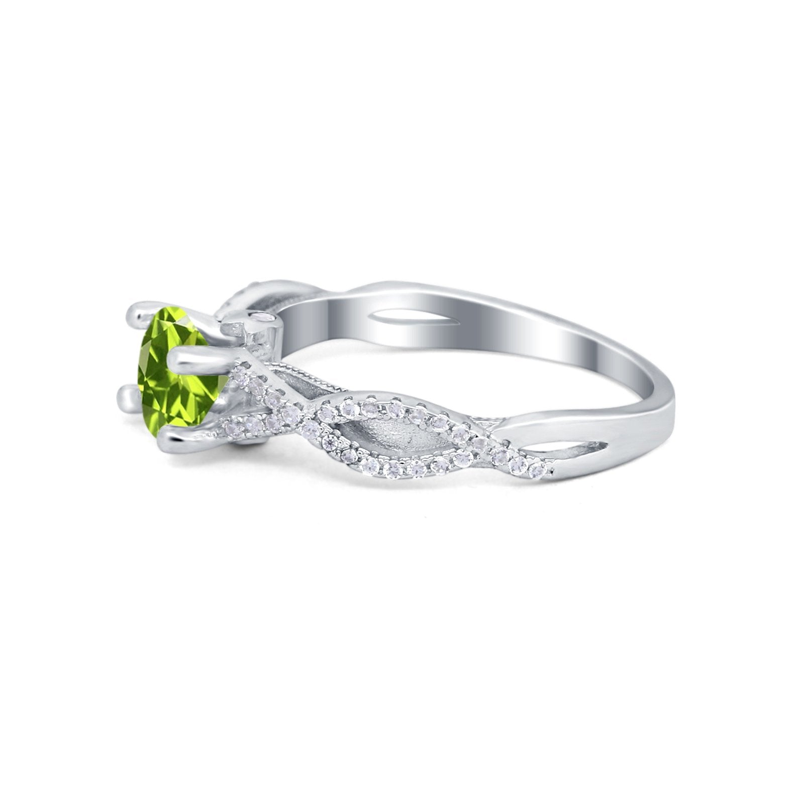 Twisted Shank Infinity Wedding Ring Round Cubic Zirconia 925 Sterling Silver