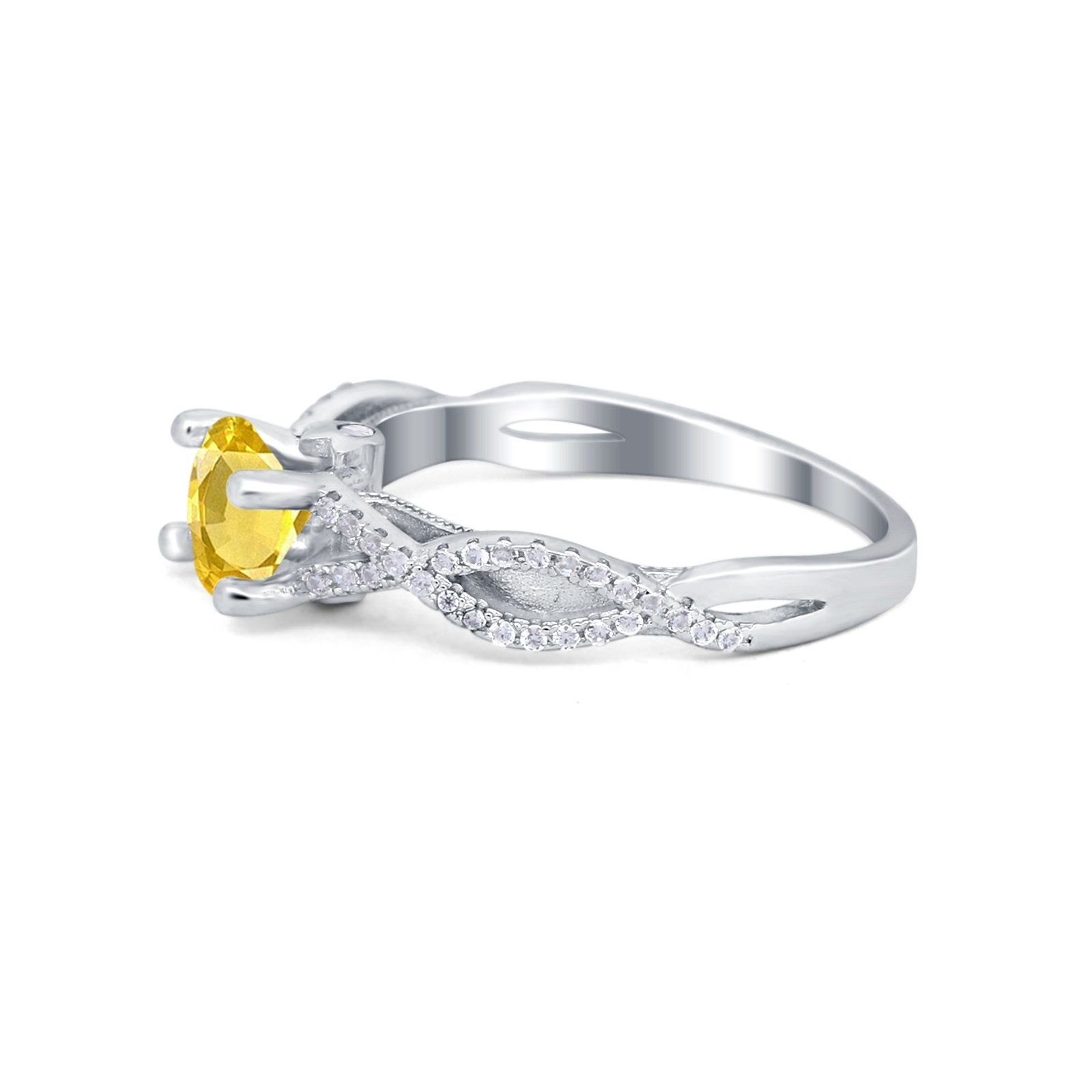 Twisted Shank Infinity Wedding Ring Round Cubic Zirconia 925 Sterling Silver