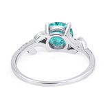 Leaf Style Wedding Ring Round Simulated Cubic Zirconia 925 Sterling Silver