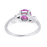 Leaf Style Wedding Ring Round Simulated Cubic Zirconia 925 Sterling Silver